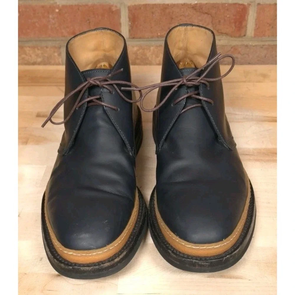 Weber Hodel Feder Blue Mens Leather Chukka Boots Size 9 Made In Italy